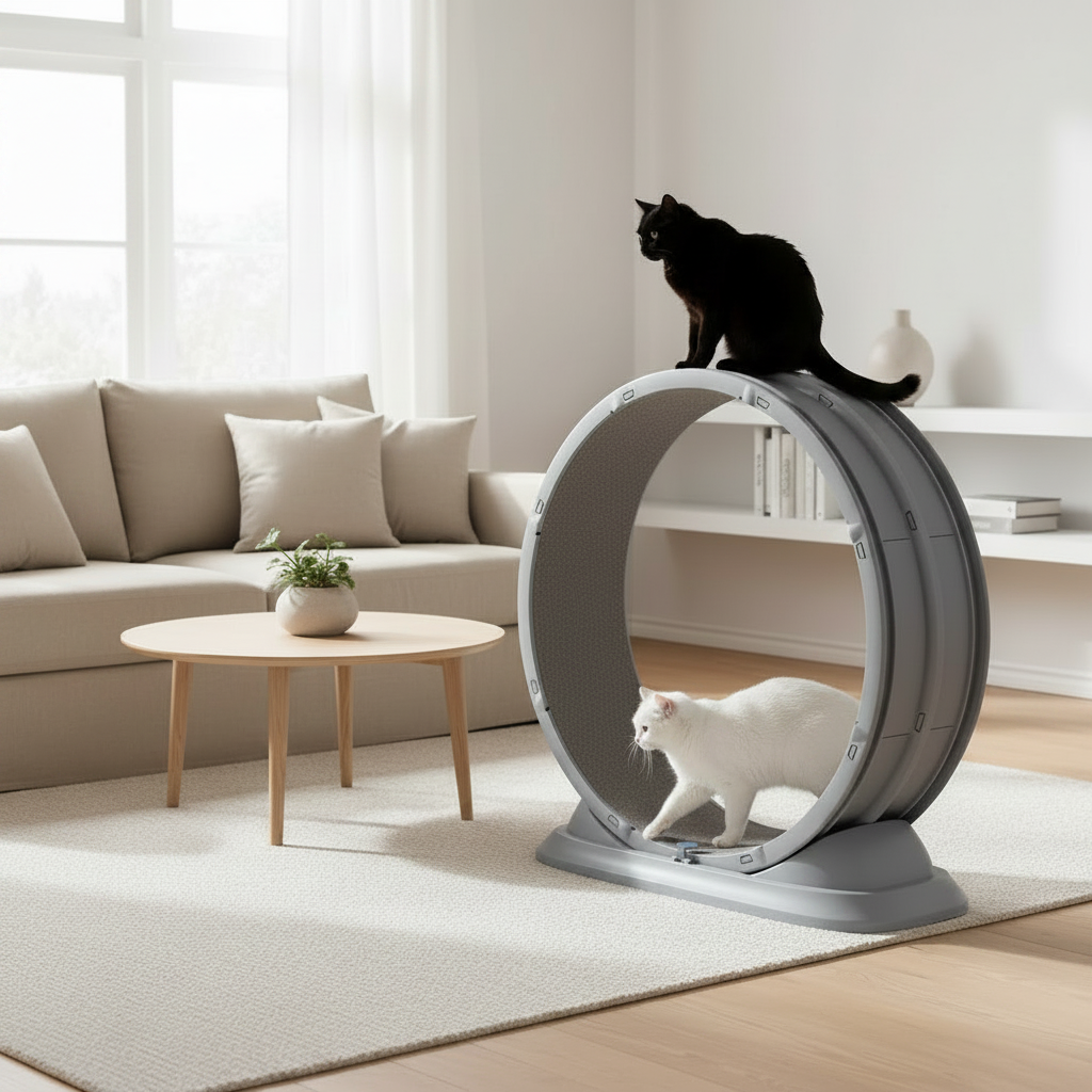 Katzenlaufrad 75cm Grau mit Katze