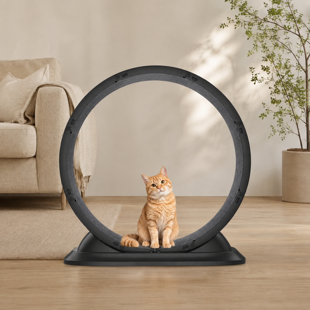 Katzenlaufrad 75cm in minimalistischer Wohnkulisse